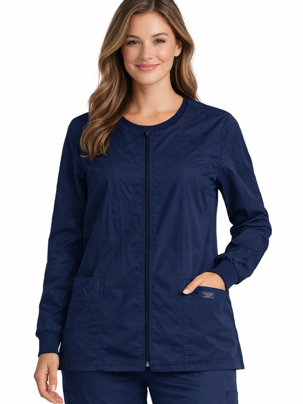 Cherokee Navy Women's Zip-Front Scrub Jacket
